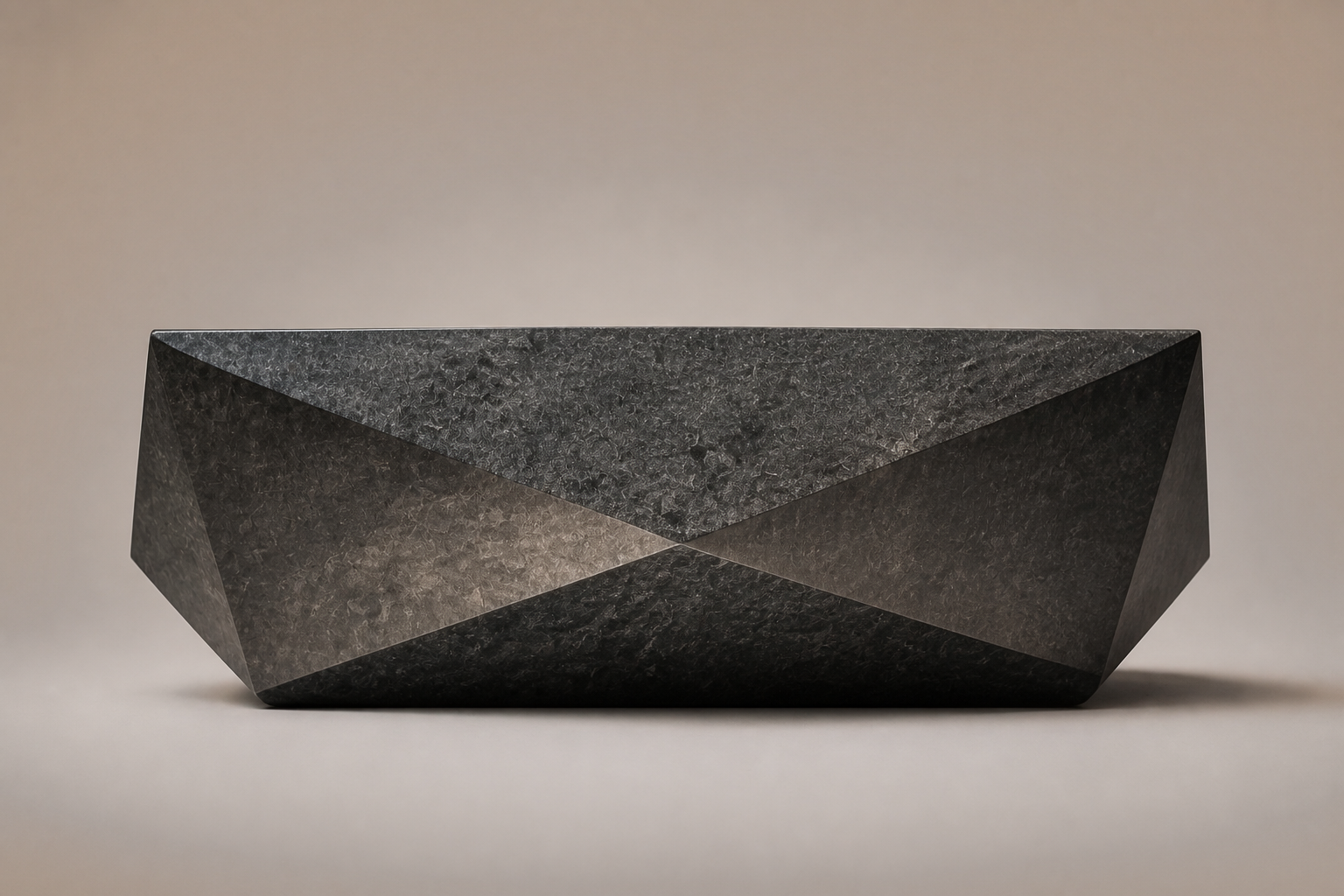 Faceted Granite Base black granite plinth base by 1-OPH, side elevation