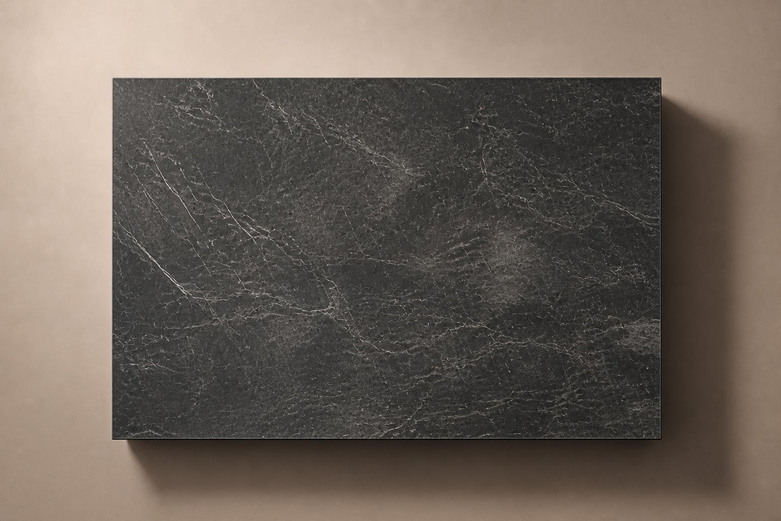 Floating Slab Base black marble plinth base by 1-OPH, overhead view