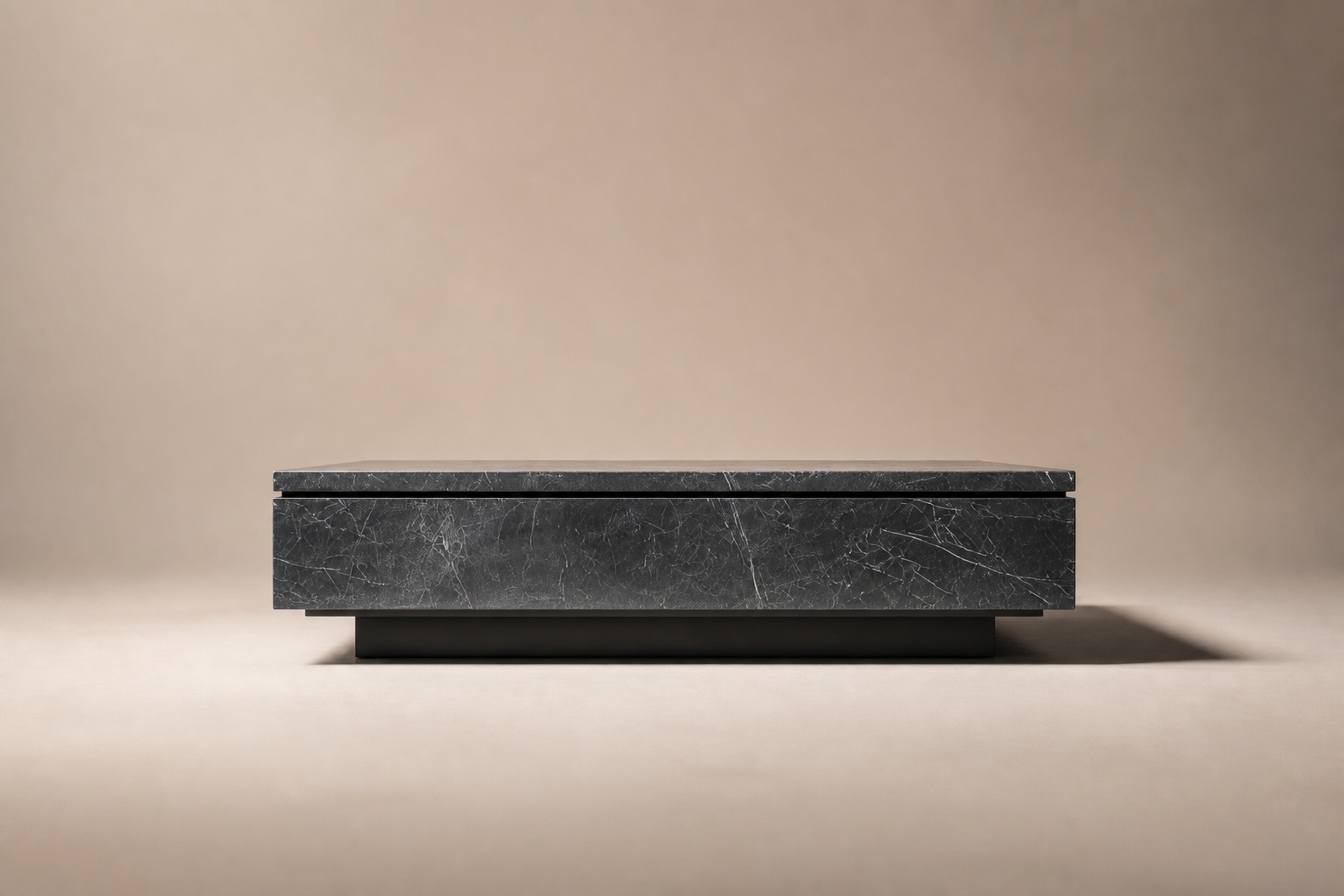 Floating Slab Base black marble plinth base by 1-OPH, surface detail