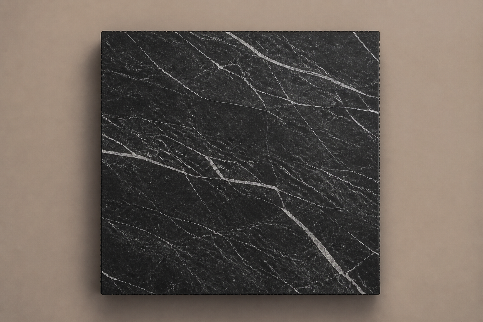 Grooved Band Base Deep black marble plinth base by 1-OPH, overhead view