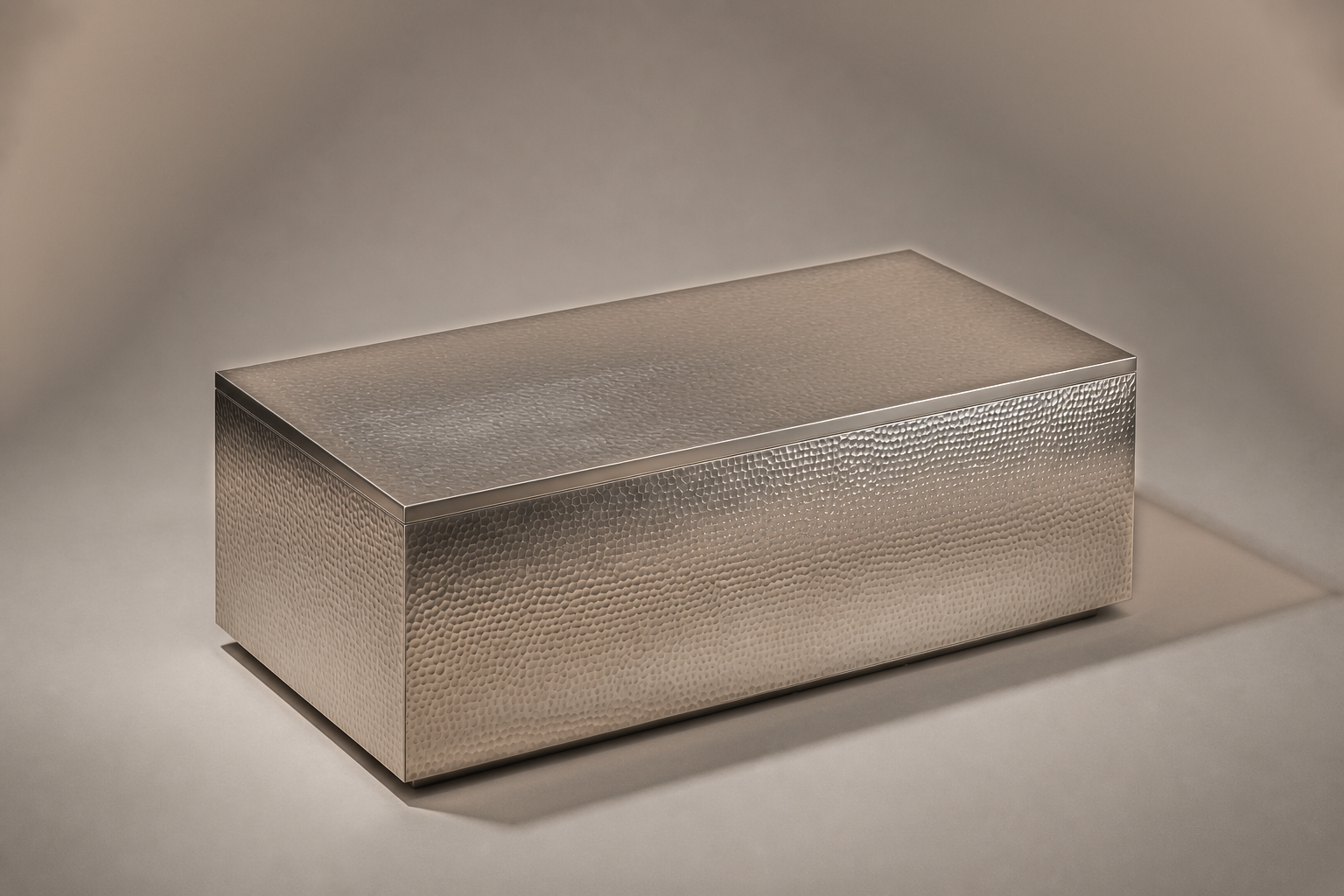 Hammered Gunmetal Base Low stainless steel 316 plinth base by 1-OPH, three-quarter studio view