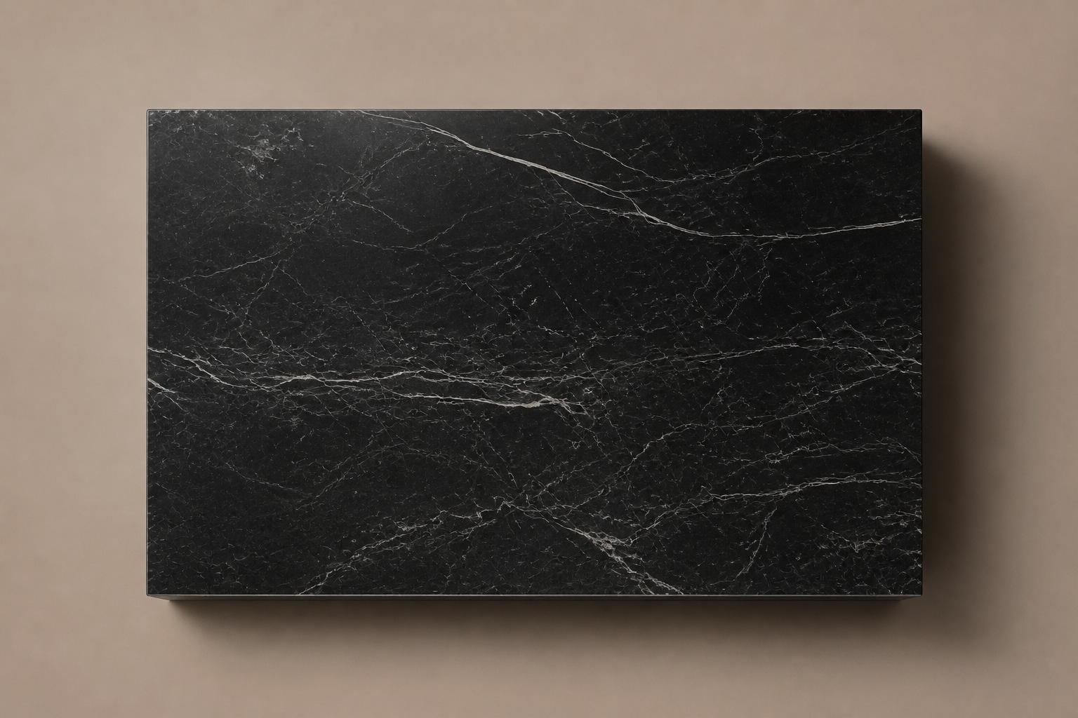 Knife-Edge Base Wide black marble plinth base by 1-OPH, overhead view