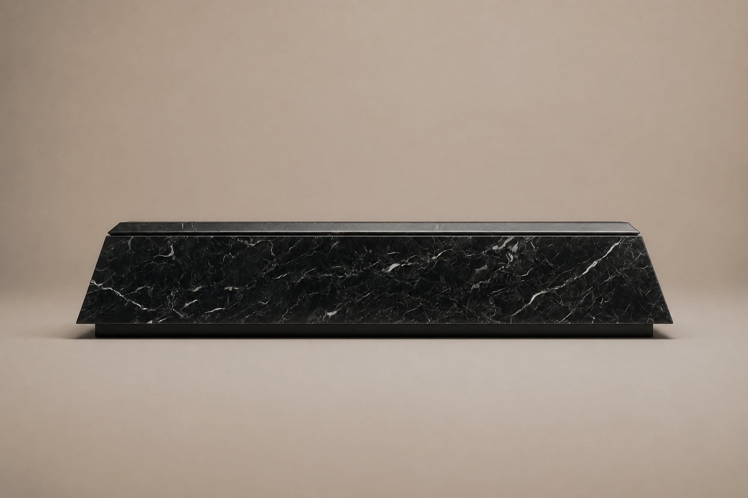 Knife-Edge Base Tapered black marble plinth base by 1-OPH, side elevation