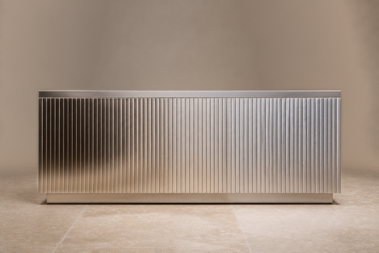Brushed Stainless Base stainless steel 316 plinth base by 1-OPH, side elevation