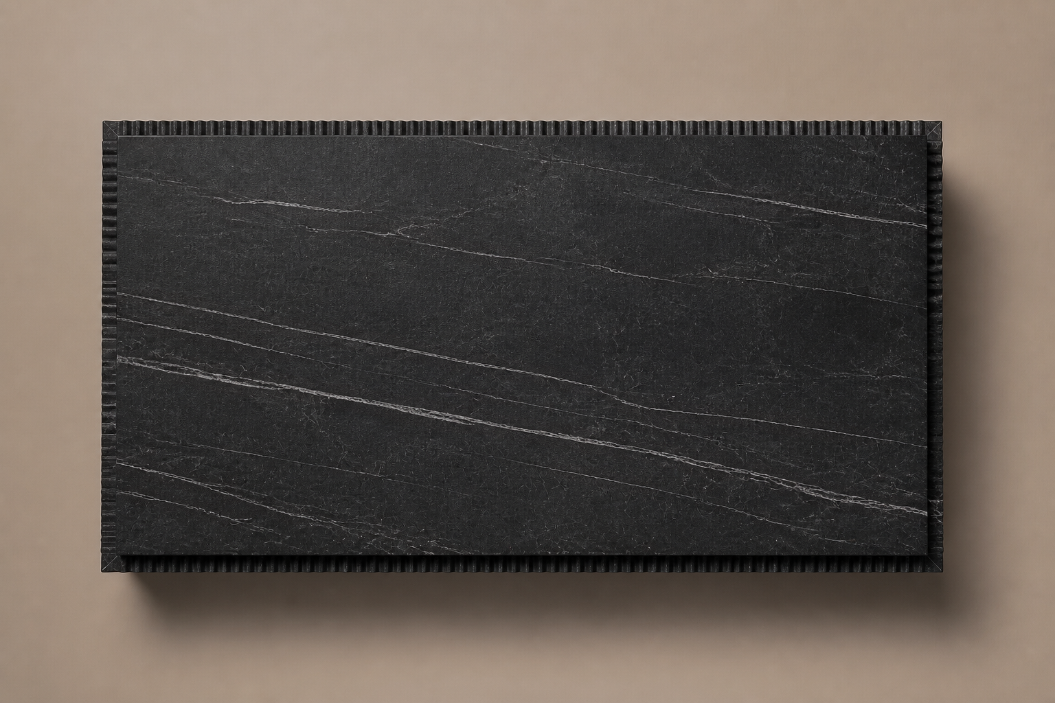 Reeded Base Long black marble plinth base by 1-OPH, overhead view