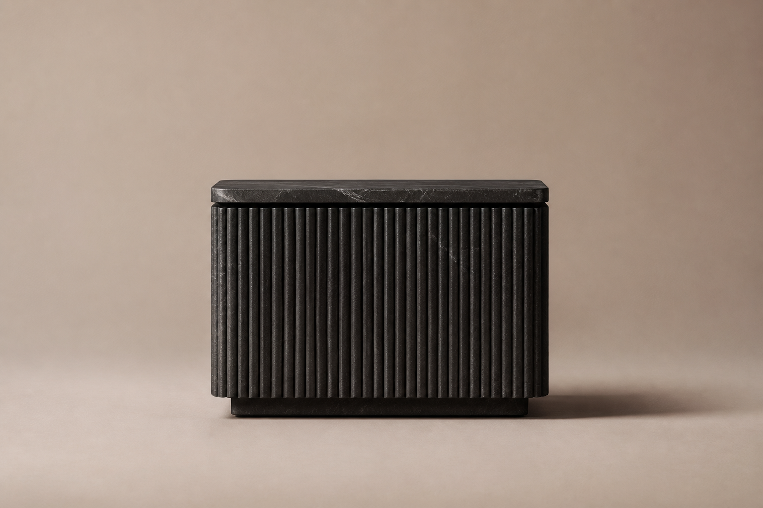 Reeded Base Compact black marble plinth base by 1-OPH, surface detail