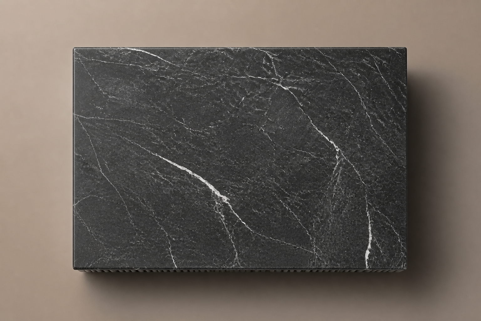 Reeded Base Deep black marble plinth base by 1-OPH, overhead view