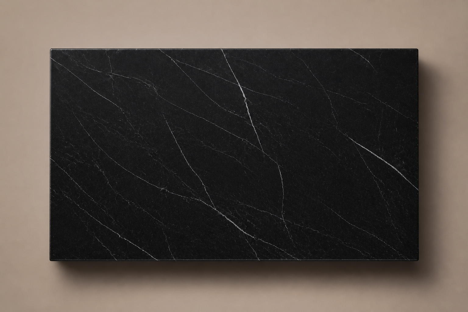Ribbed Horizontal Base Deep black marble plinth base by 1-OPH, overhead view