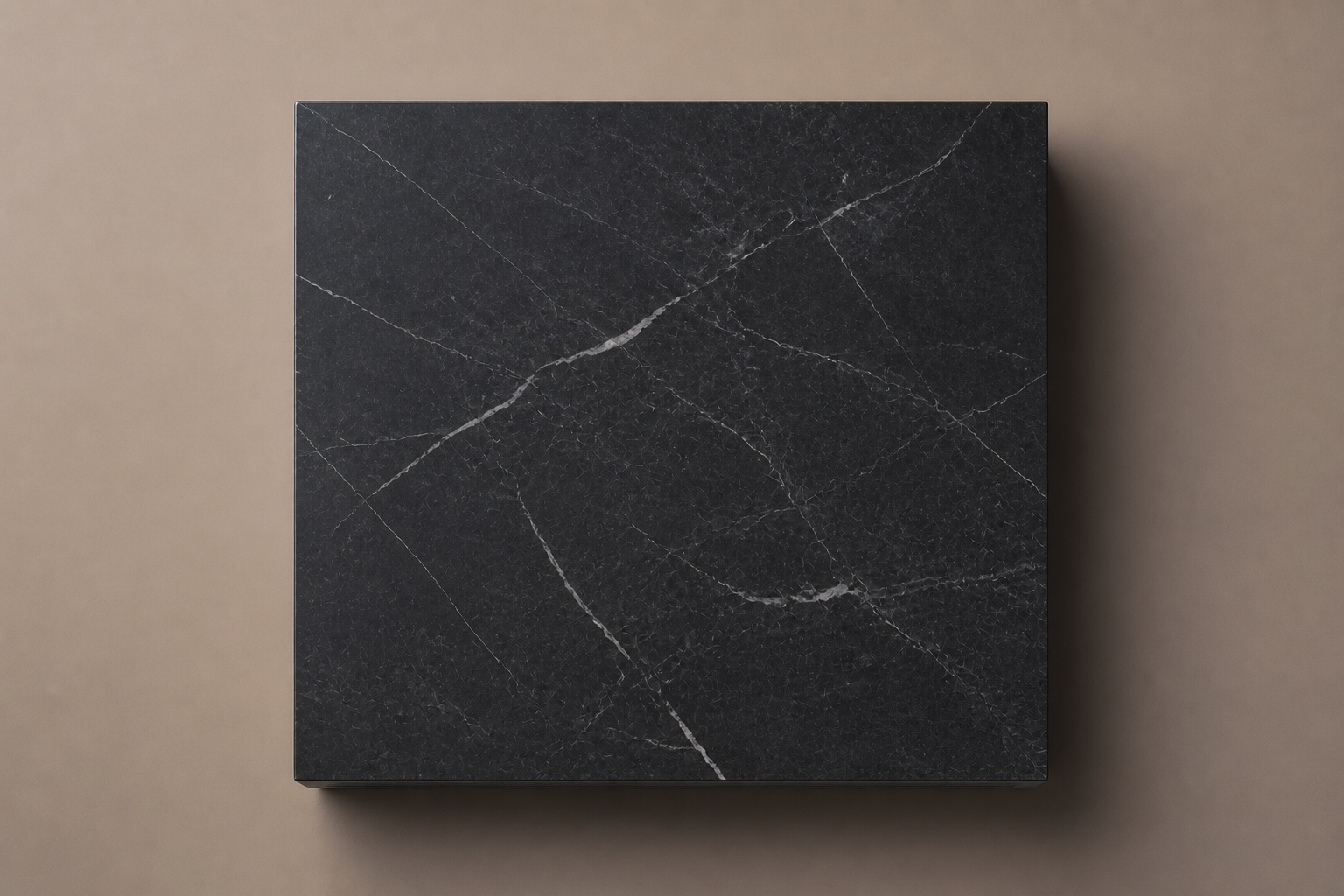 Ribbed Horizontal Base Compact black marble plinth base by 1-OPH, overhead view