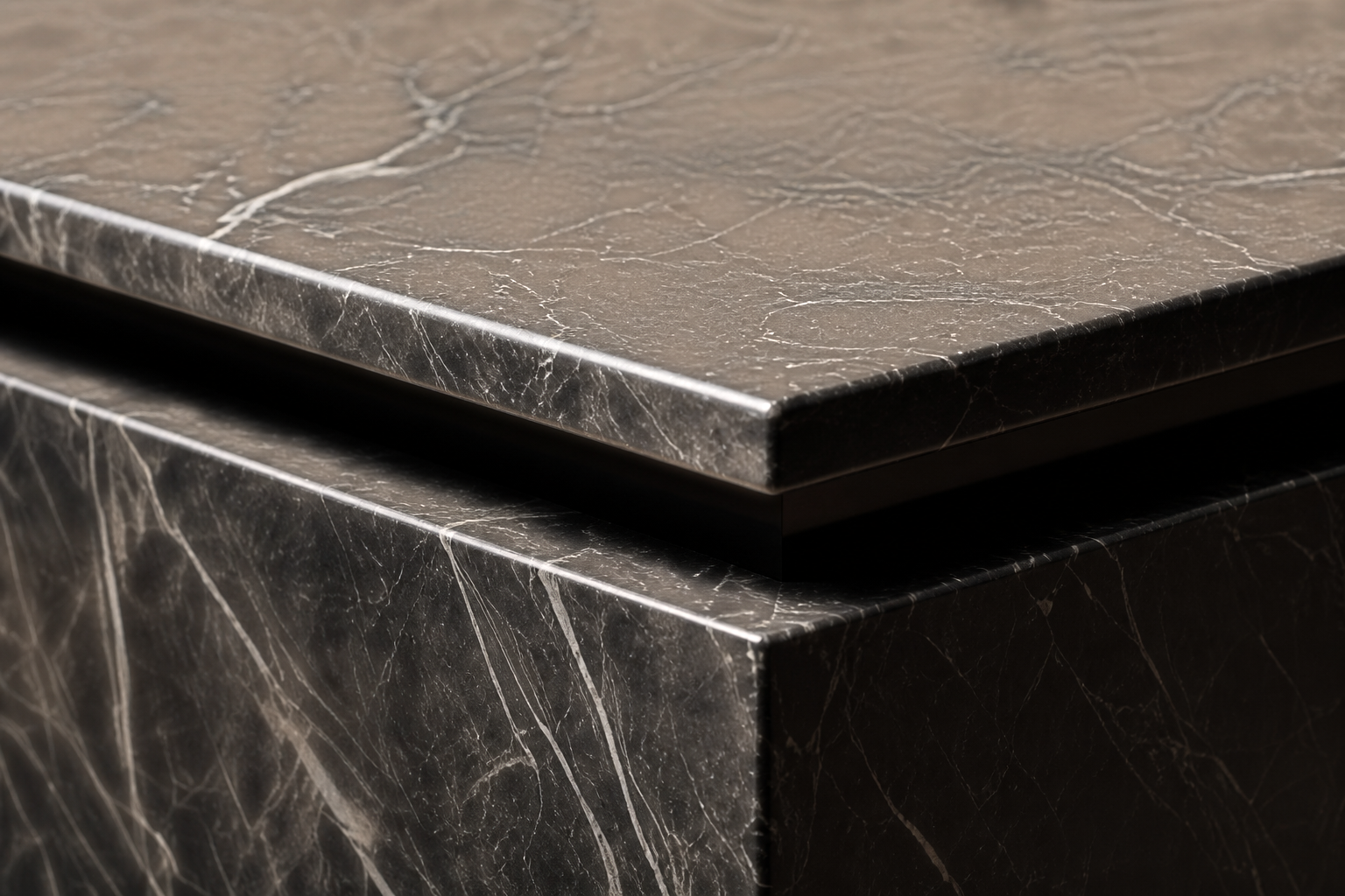 Shadow-Gap Base Slim black marble plinth base by 1-OPH, surface detail