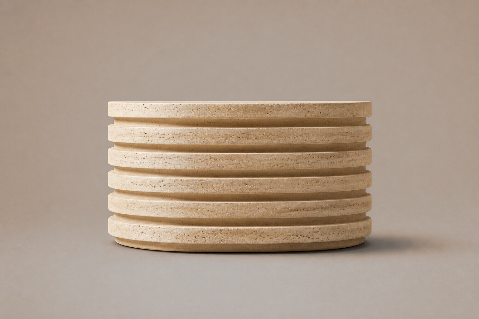 Travertine Stacked Base silver travertine plinth base by 1-OPH, side elevation