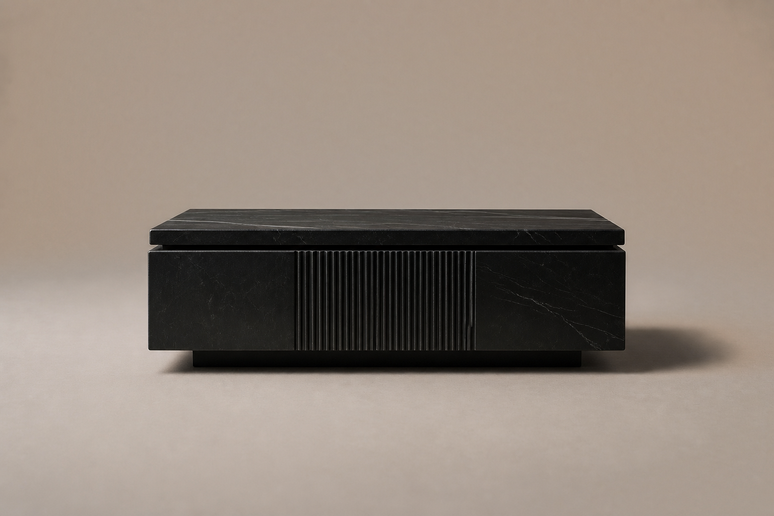 Wire-Line Base Fluted black marble plinth base by 1-OPH, surface detail