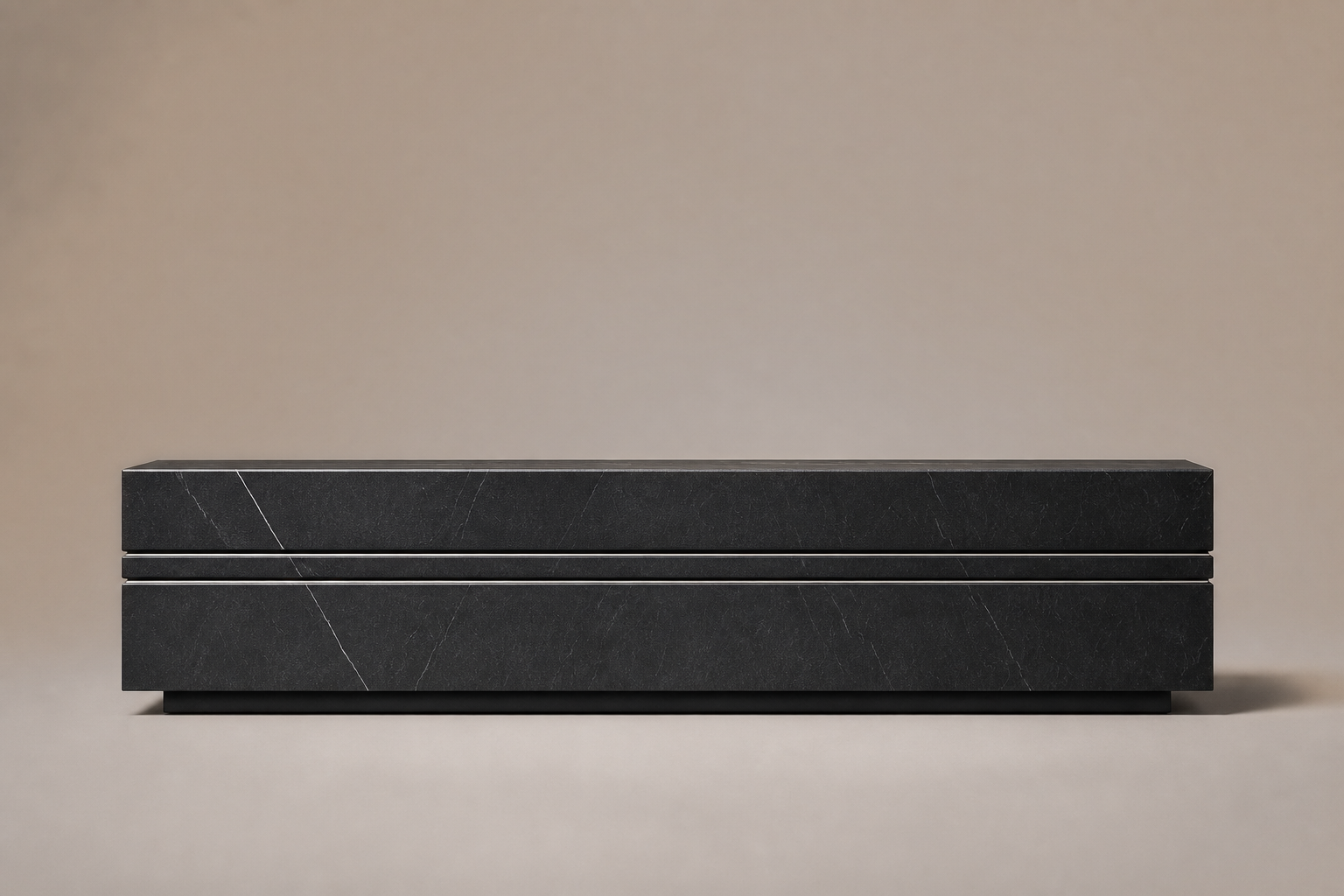 Wire-Line Base Plain black marble plinth base by 1-OPH, side elevation