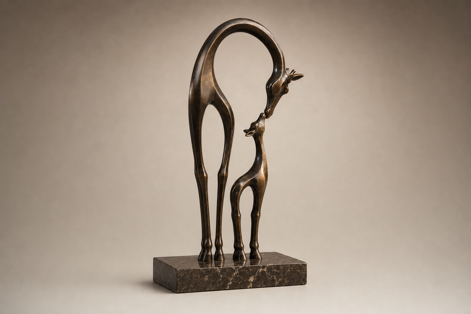 Sacha bronze giraffe pair sculpture by 1-OPH