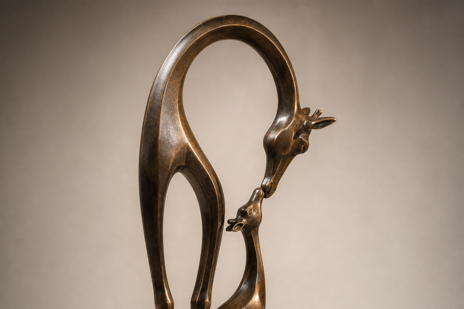 Sacha bronze giraffe pair sculpture by 1-OPH