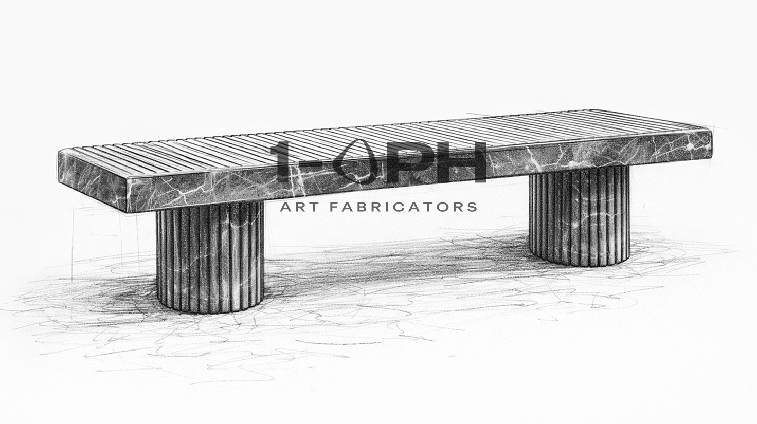 Fluted Column Marble Bench