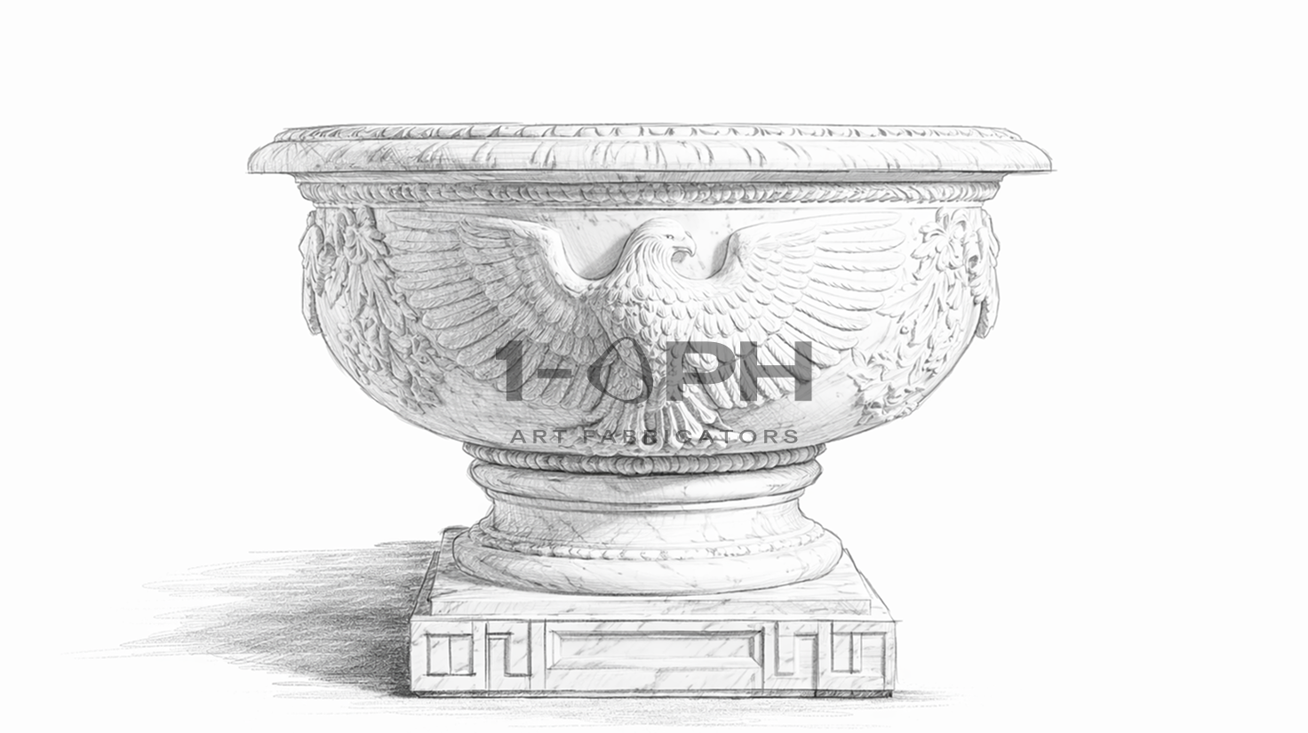 Imperial Eagle Marble Urn Planter