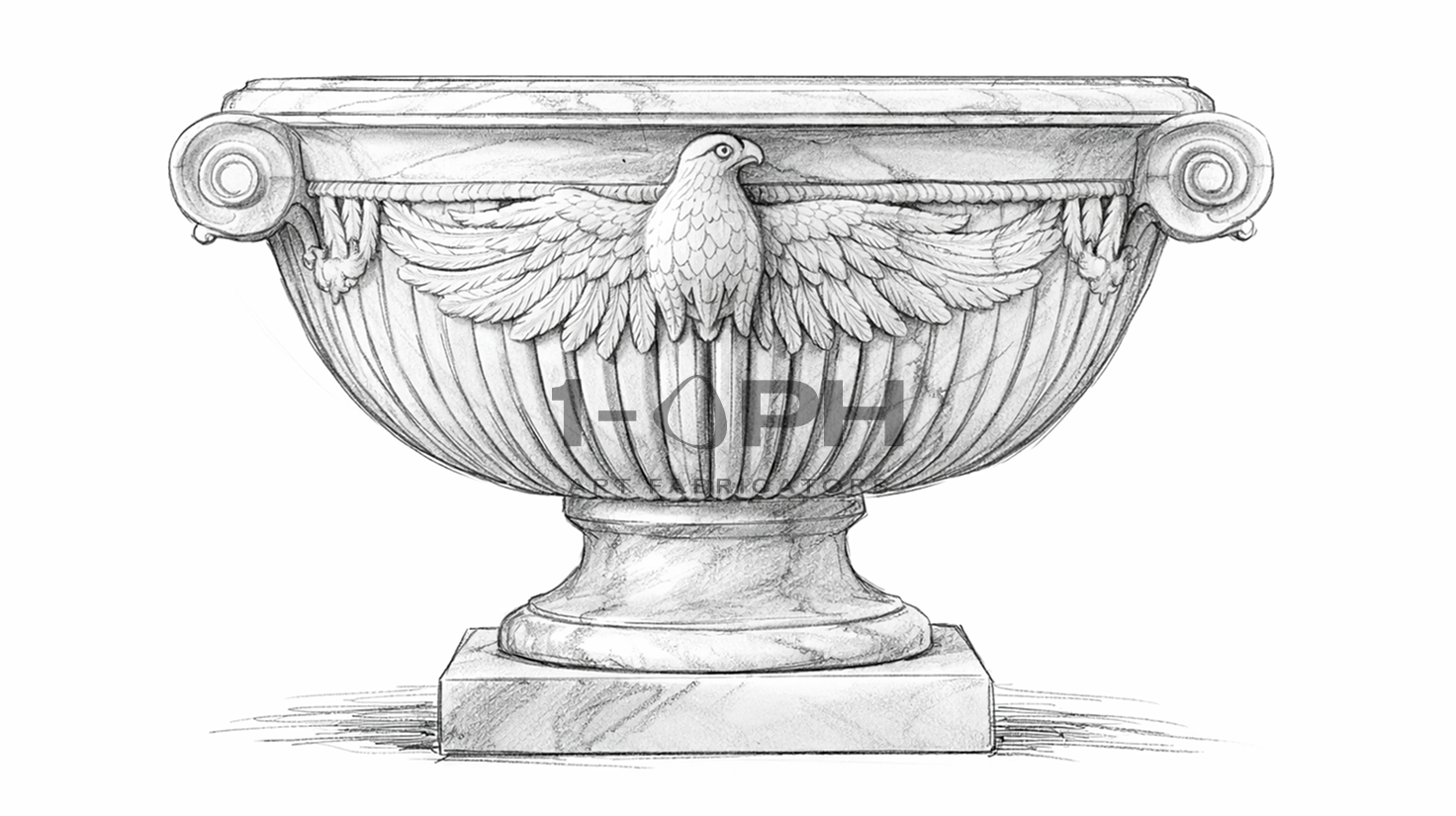 Imperial Eagle Marble Urn Planter