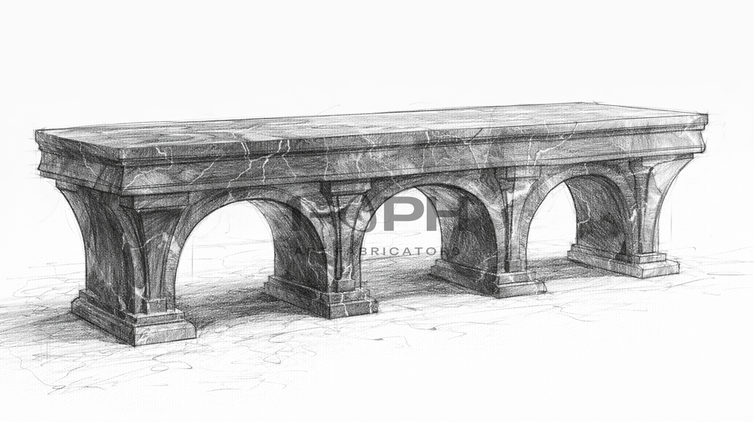 Imperial Triple Arch Marble Bench