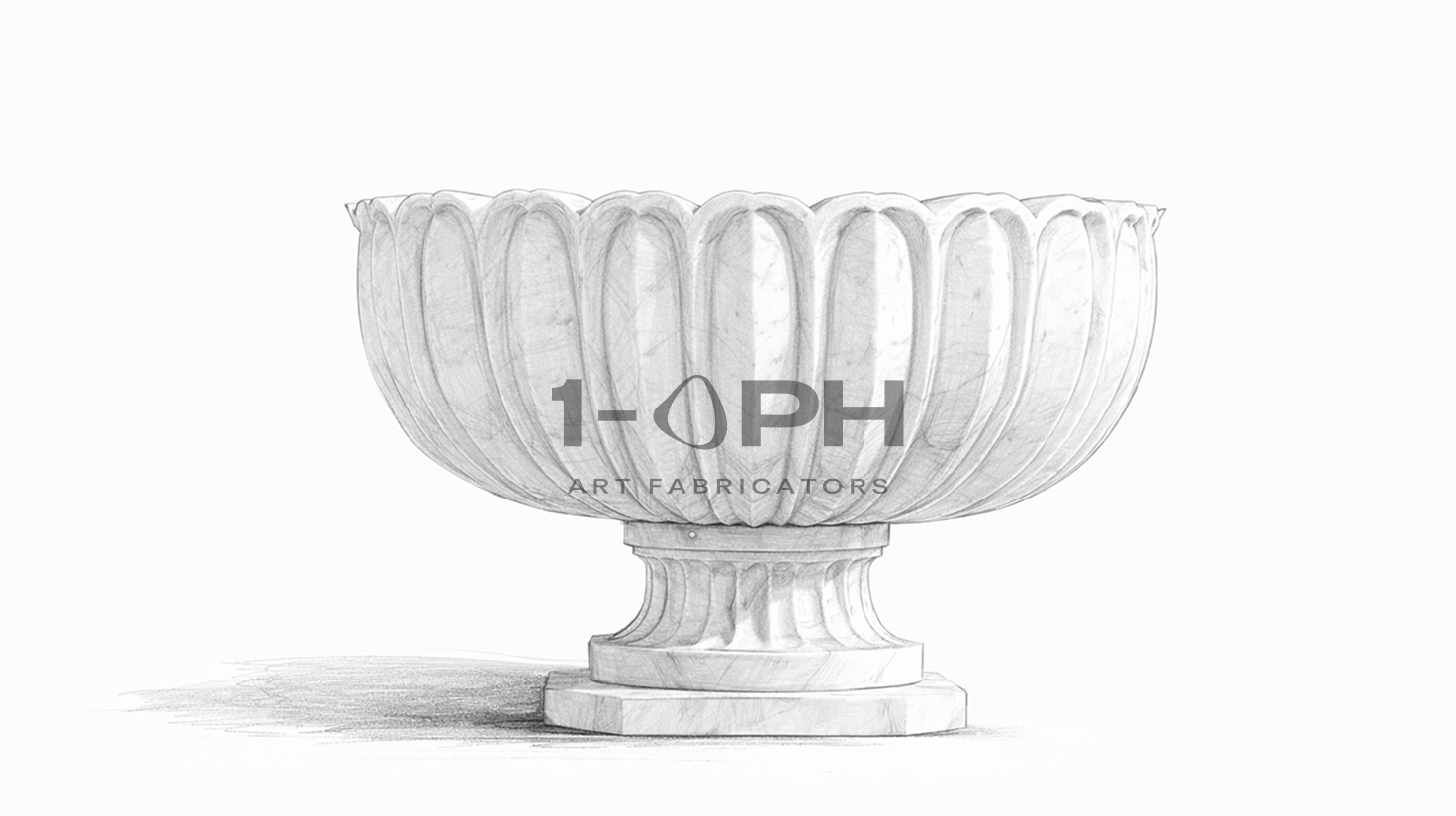 Fluted Crown Marble Urn Planter