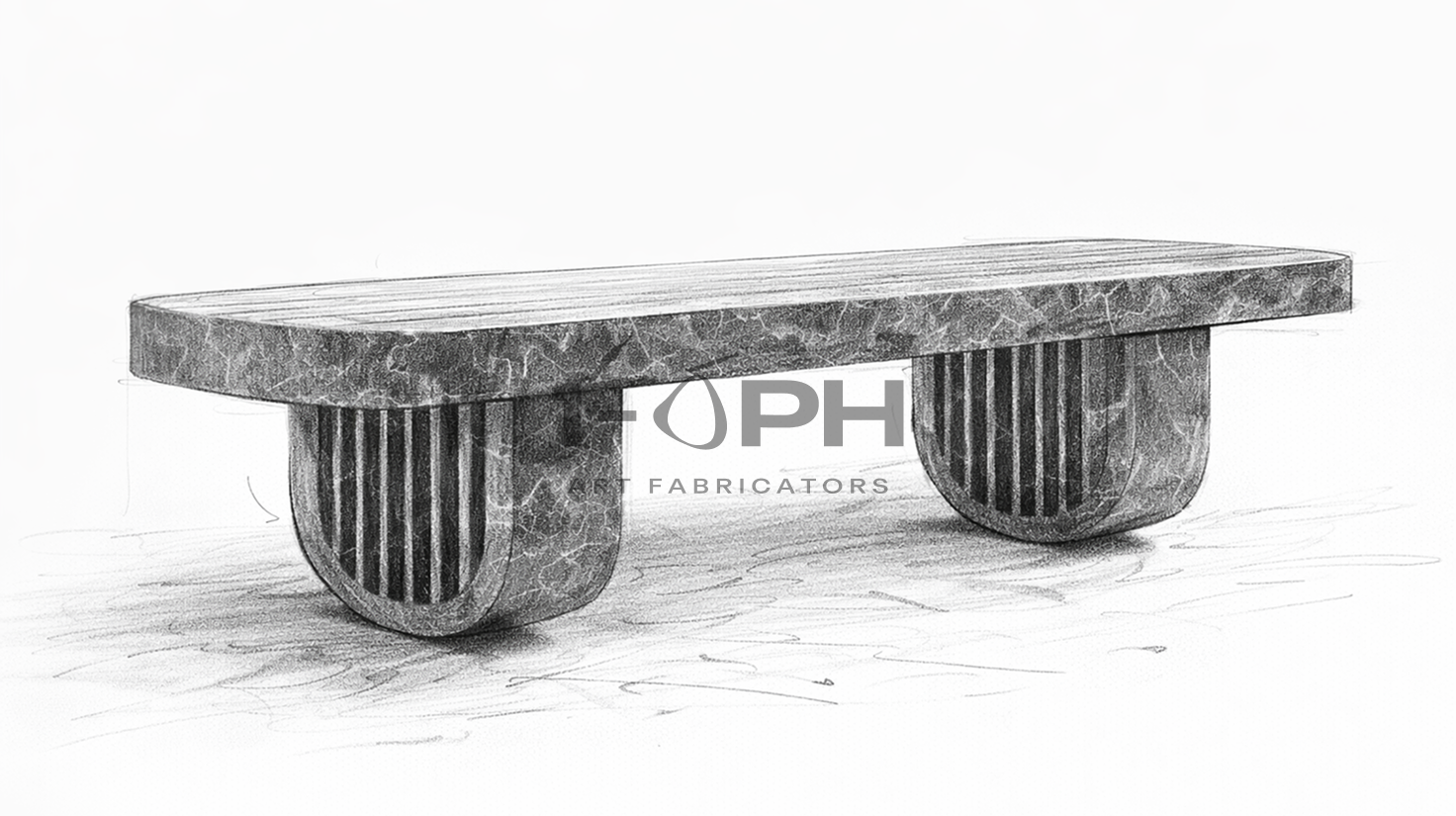 Obsidian Column Marble Bench