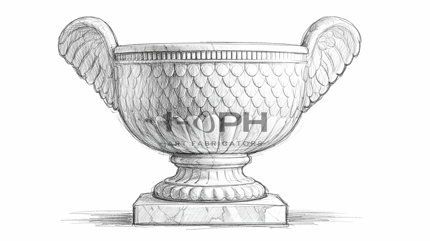 Aquila Wing Marble Urn Planter