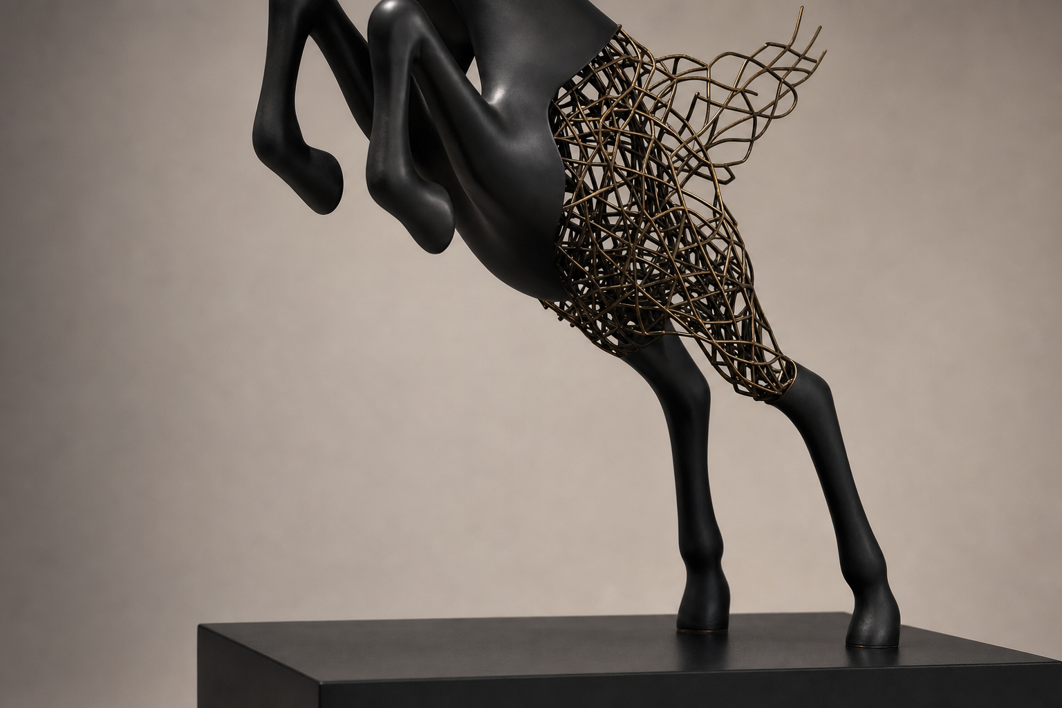 Wayra leaping bronze deer sculpture by 1-OPH
