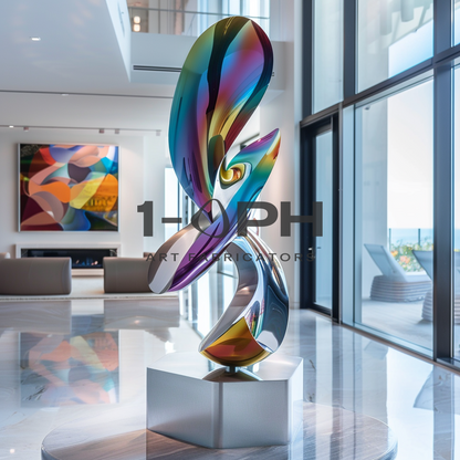 Chromaflux Helix — Polished Stainless Steel Sculpture
