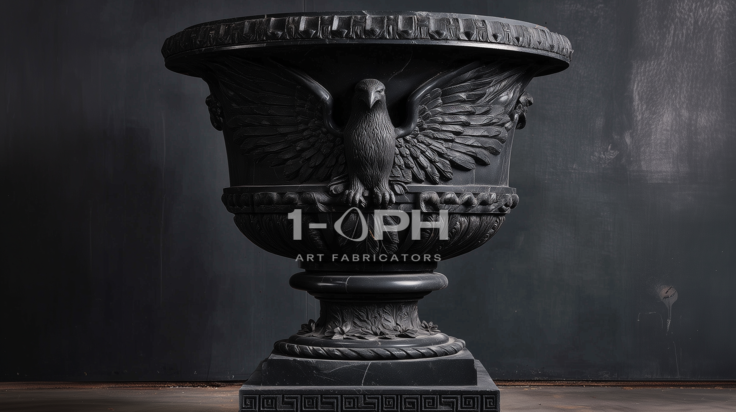 Imperial Eagle Black Marble Urn Planter