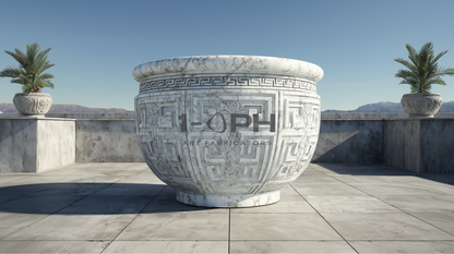Imperial Helios Vessel — Monumental Carved Marble Planter