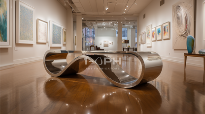 AeroLoop Bench — Ribbon-Form Mirror Stainless Steel Sculpture Bench