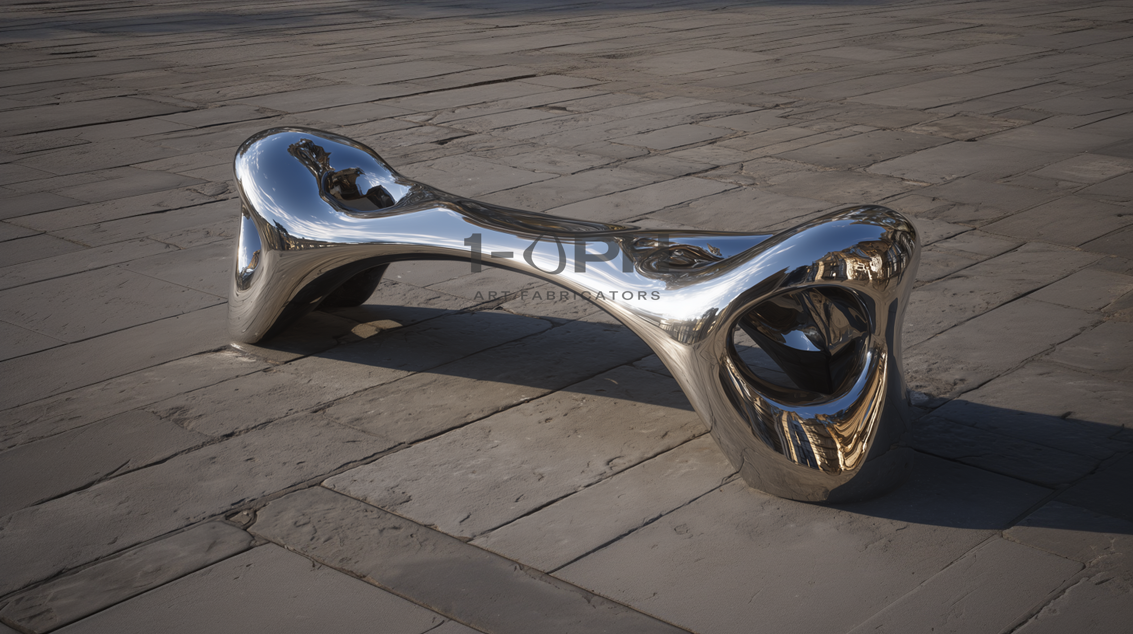 Fluidis Bench — Mirror-Polished Stainless Steel Sculpture Bench