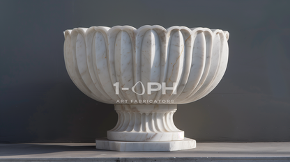 Fluted Crown Marble Urn Planter