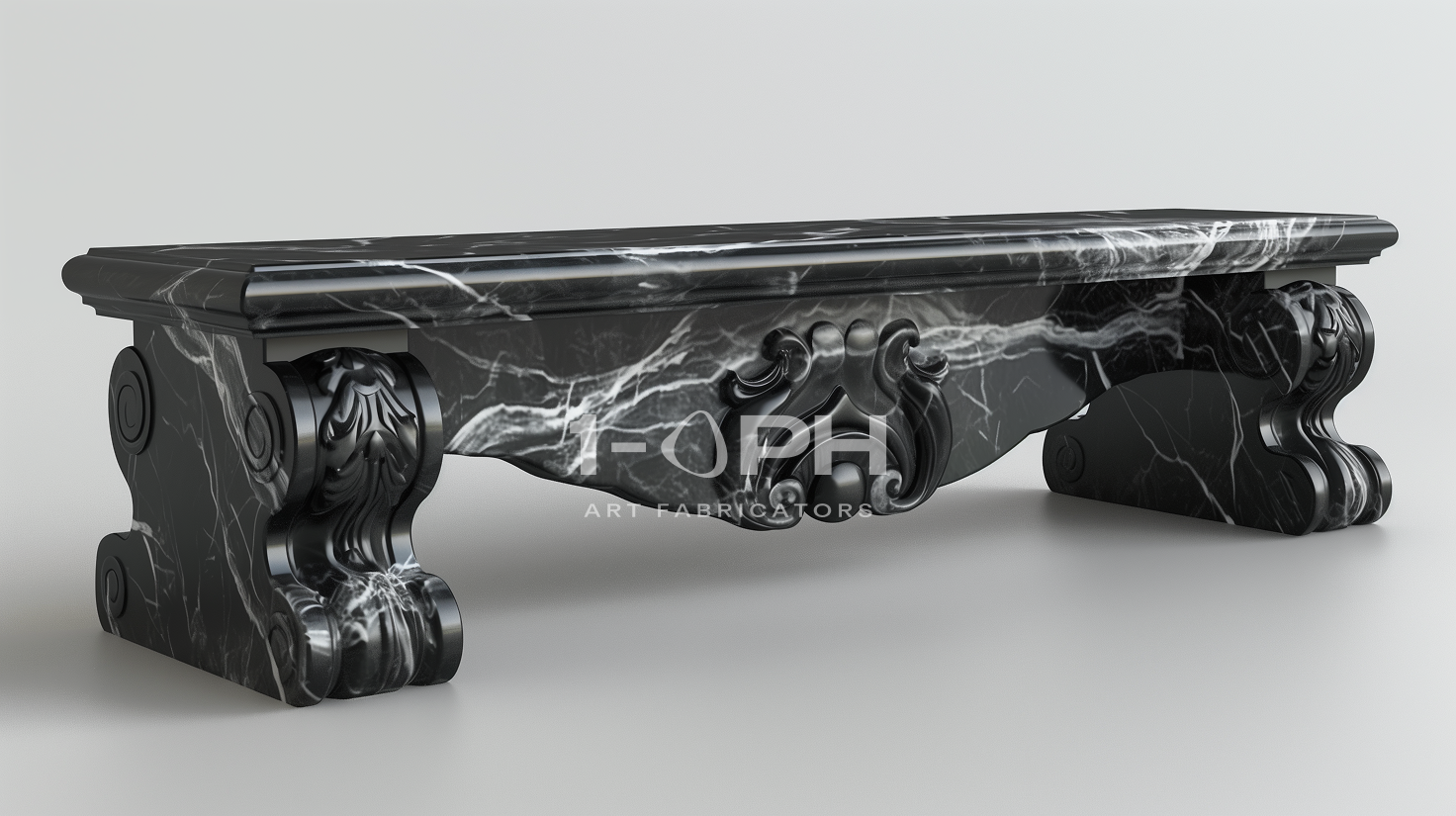 Baroque Nero Marble Bench