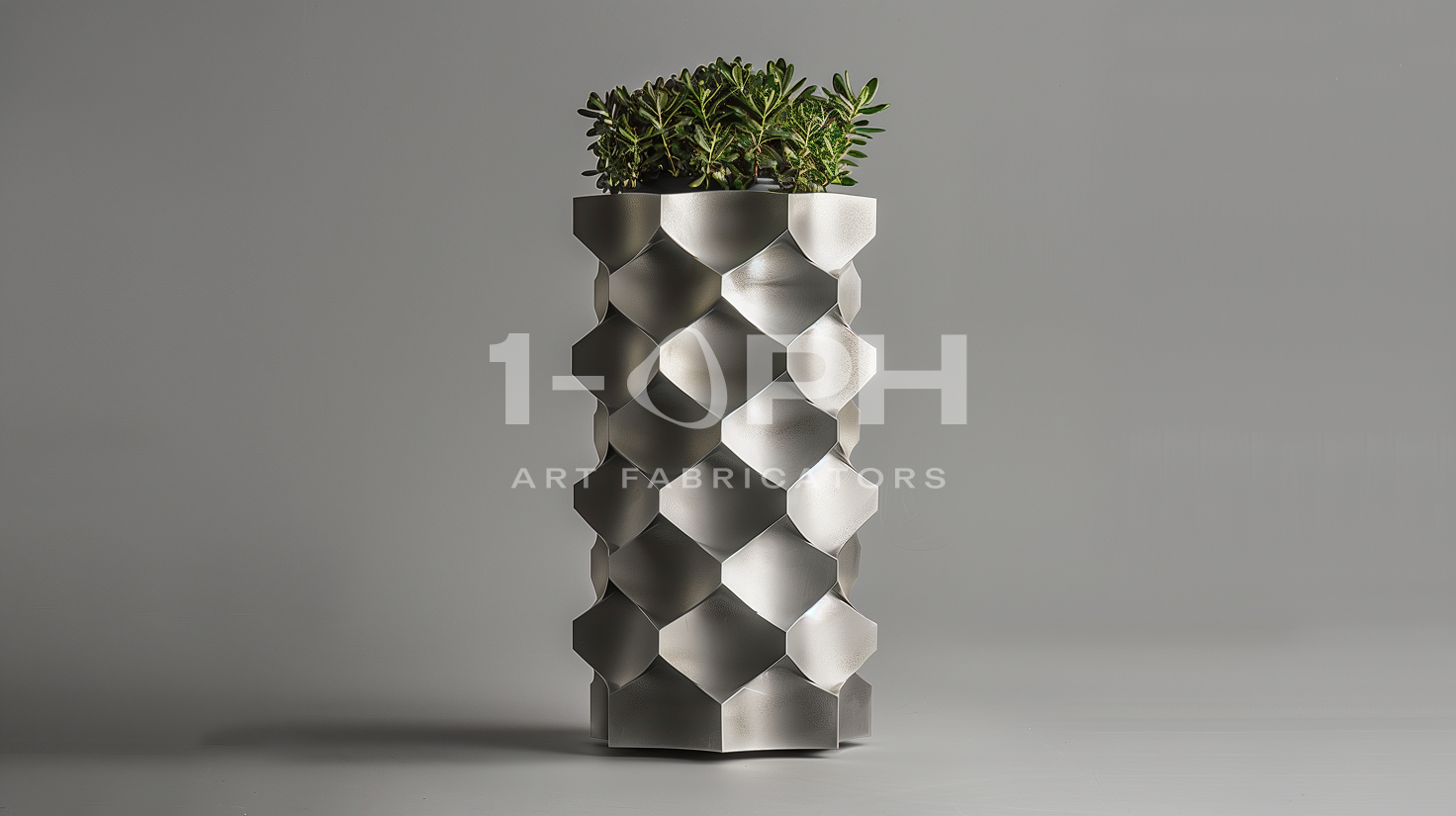 HexaFacet Stainless Steel Luxury Column Planter