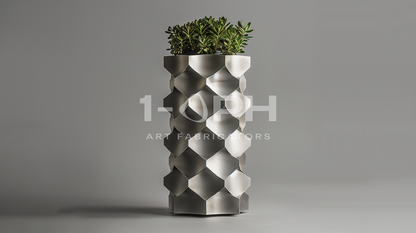 HexaFacet Stainless Steel Luxury Column Planter