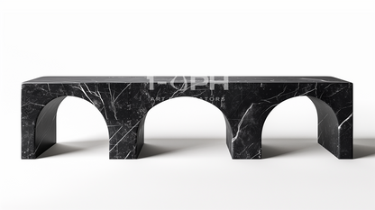 Tri-Arch Monolith Marble Bench
