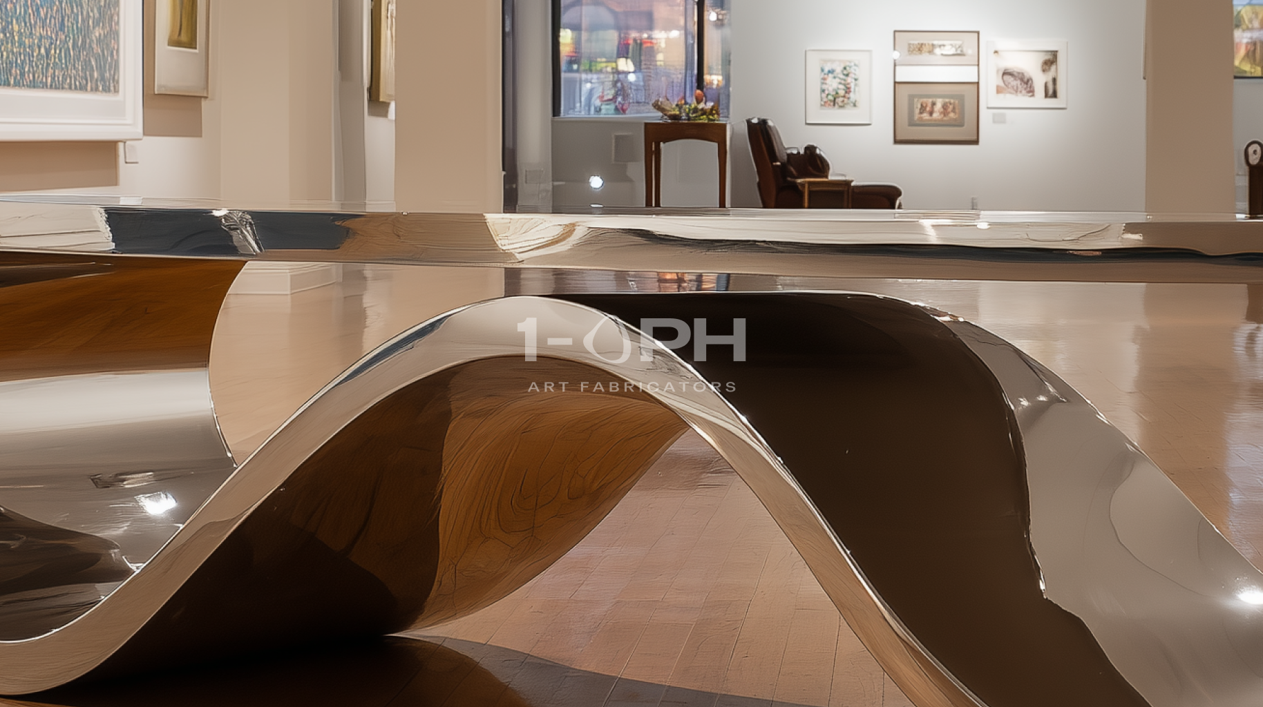 AeroLoop Bench — Ribbon-Form Mirror Stainless Steel Sculpture Bench
