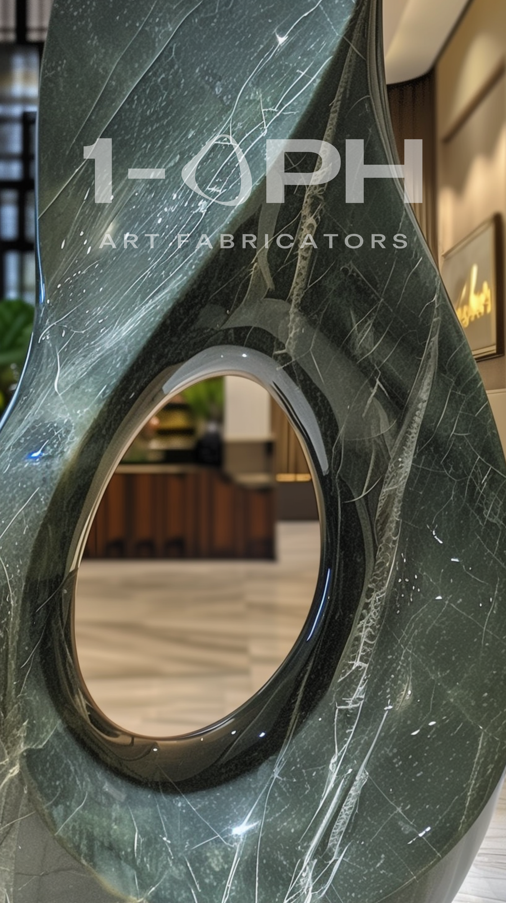 Continuum Void — Monumental Green Marble Sculpture