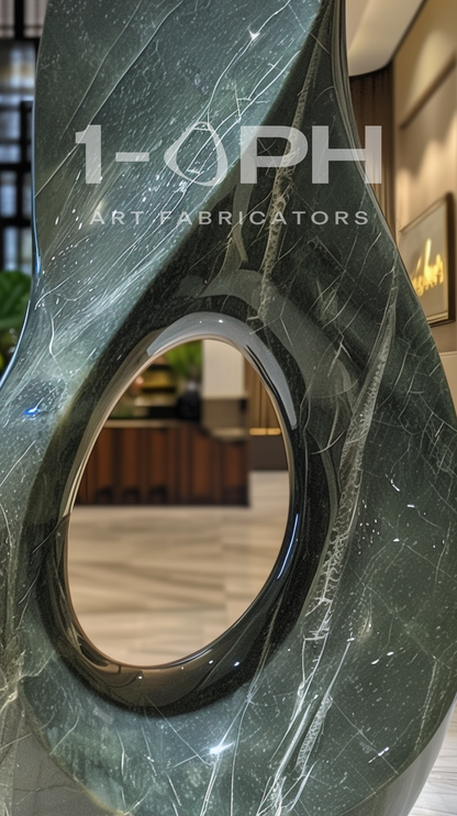 Continuum Void — Monumental Green Marble Sculpture