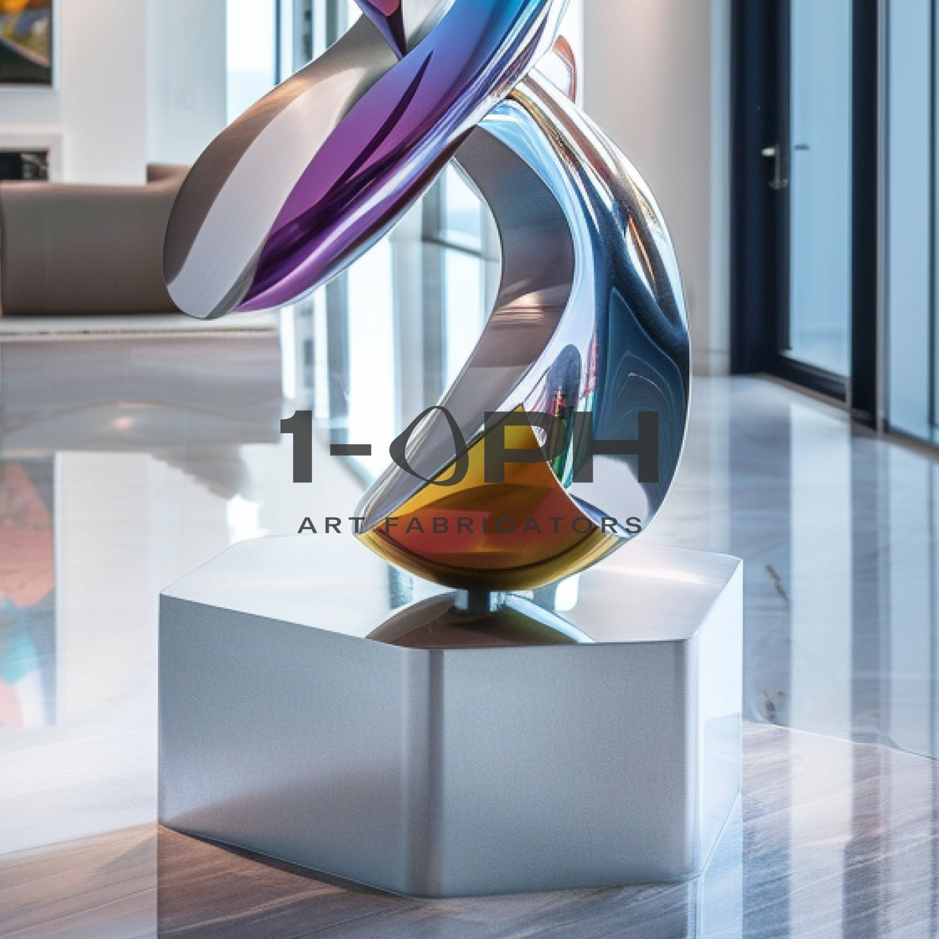 Chromaflux Helix — Polished Stainless Steel Sculpture