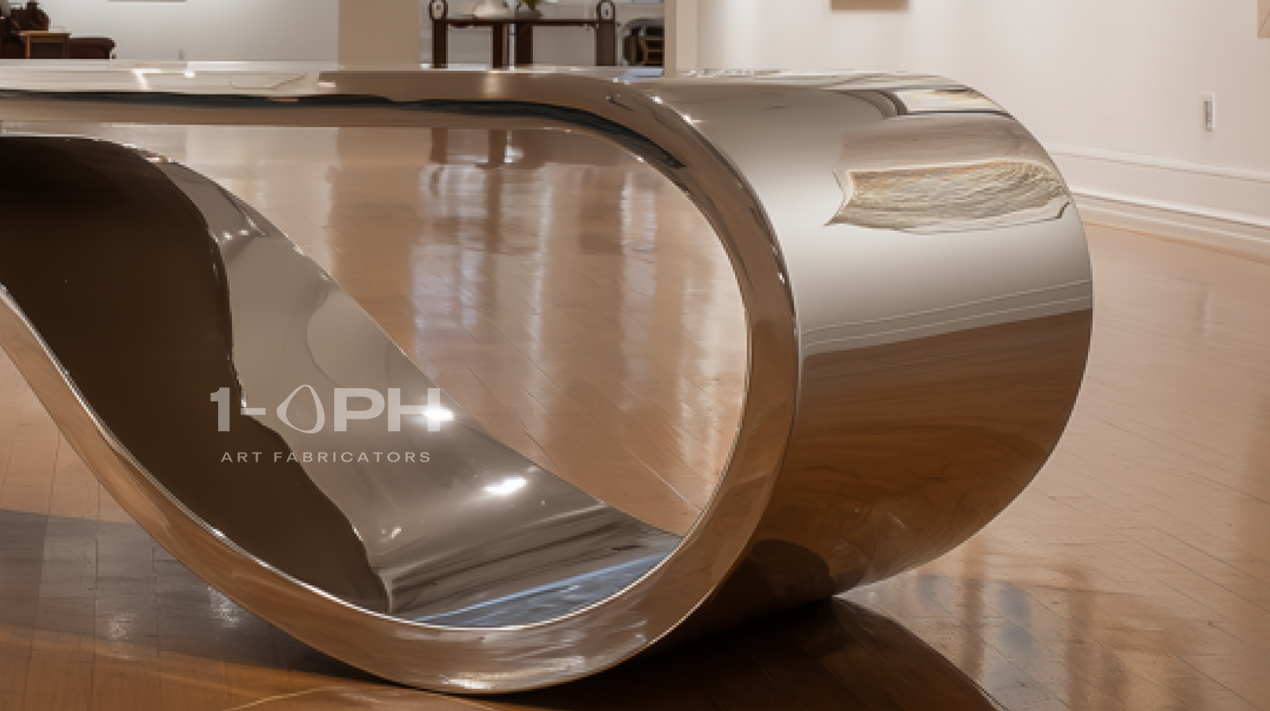 AeroLoop Bench — Ribbon-Form Mirror Stainless Steel Sculpture Bench