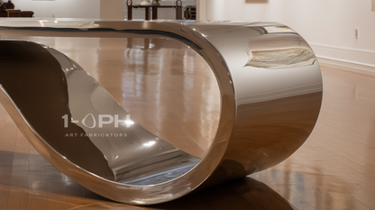 AeroLoop Bench — Ribbon-Form Mirror Stainless Steel Sculpture Bench