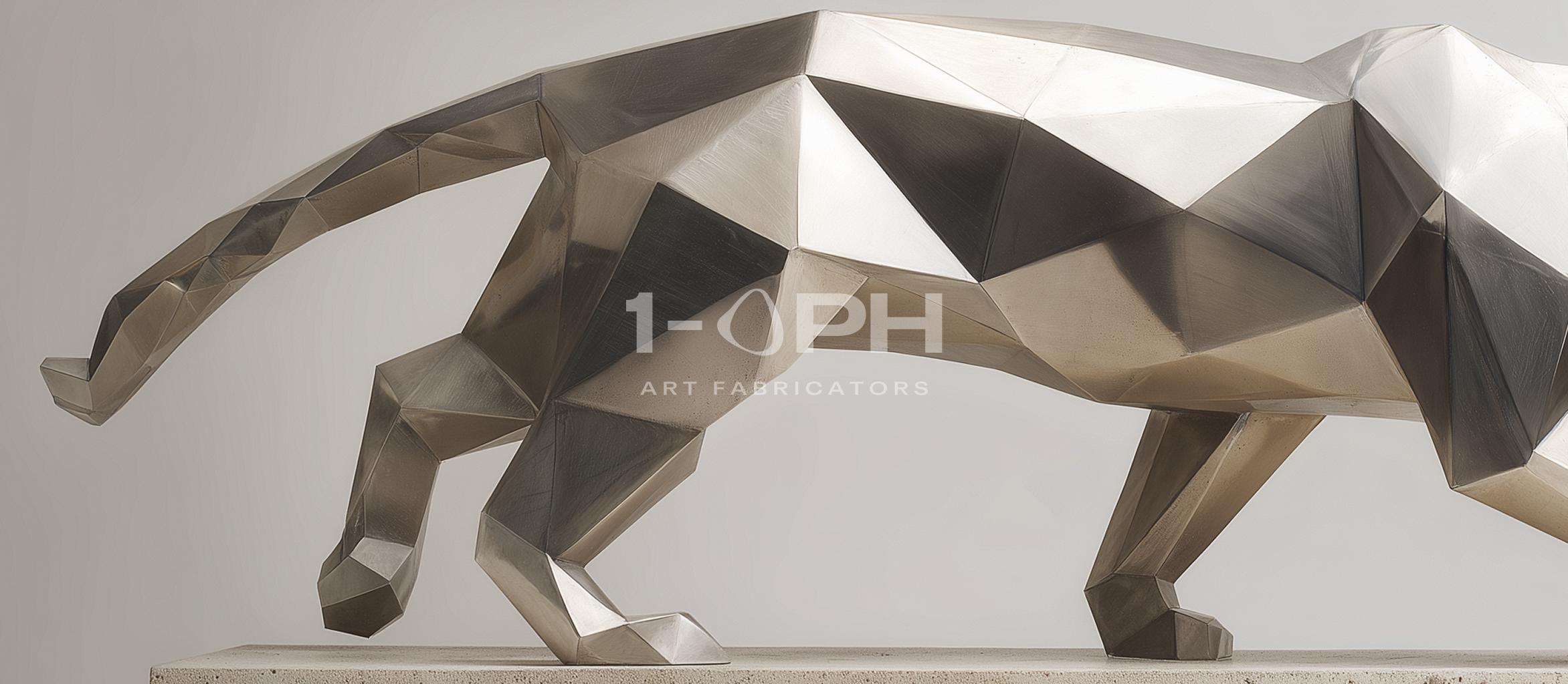 Imperial Stride Panther — Geometric Stainless Steel Sculpture