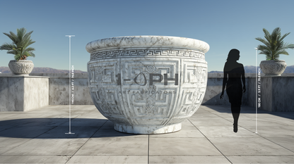 Imperial Helios Vessel — Monumental Carved Marble Planter