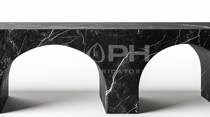 Tri-Arch Monolith Marble Bench