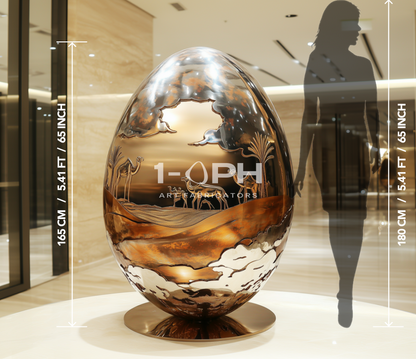 Desert Reverie — Engraved Stainless Steel Egg Sculpture