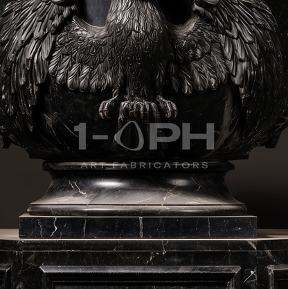 Imperial Nero Marquina Eagle Marble Urn Planter