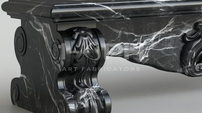 Baroque Nero Marble Bench