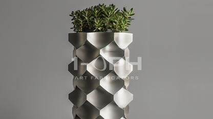 HexaFacet Stainless Steel Luxury Column Planter